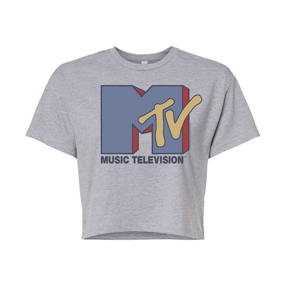 MTV - Blue Logo -Juniors Cropped Tee