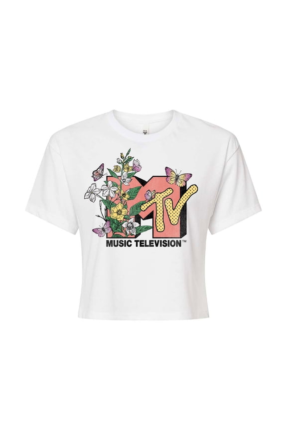 - Botanical Floral Logo - Juniors Cropped Tee
