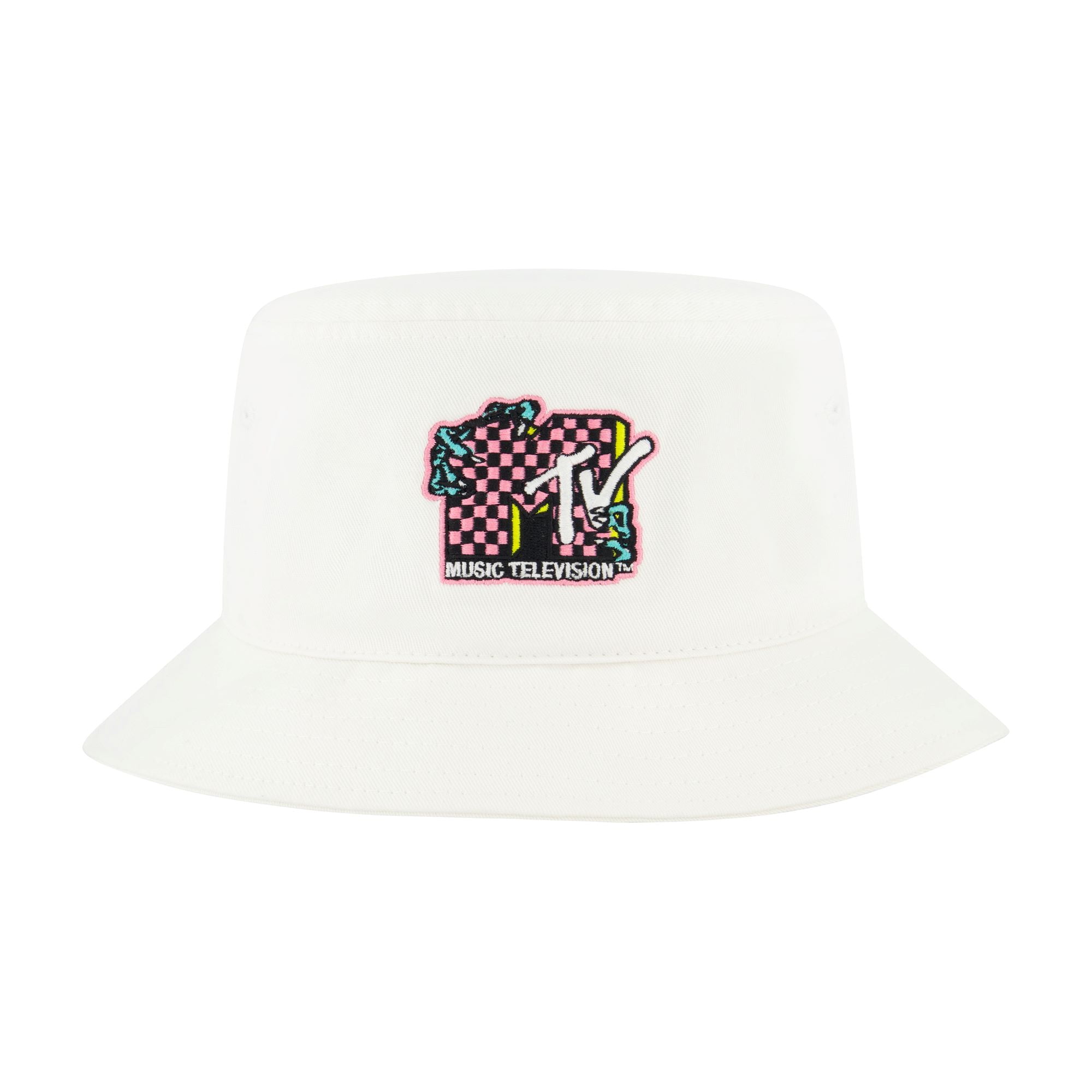 MTV Bucket Hat, Checkered Logo Packable Travel Sun Hat, Wide  display picture 2