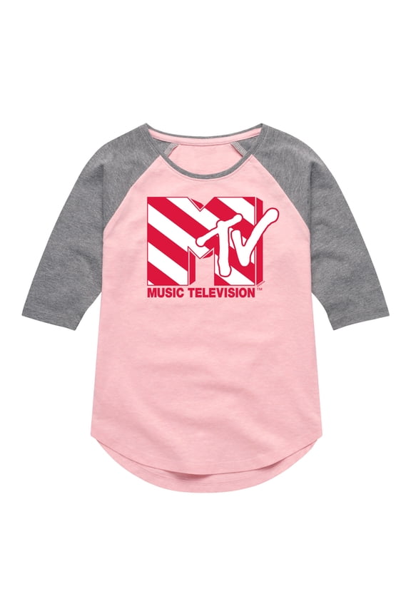 - Candy Cane Logo - Toddler & Youth Girls Raglan Graphic T-Shirt