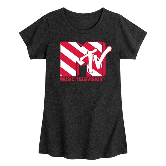 MTV - Candy Cane Logo - Toddler & Youth Girls Short Sleeve Graphic T-Shirt