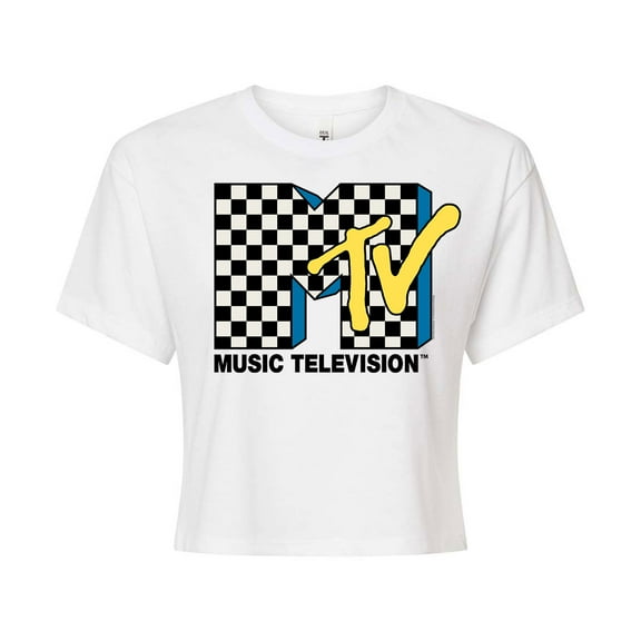 MTV - Checker Logo - Juniors Cropped Tee