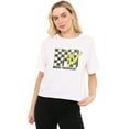 thumbnail image 1 of MTV Checkerboard Classic Women's Boxy Cropped T-Shirt Casual Graphic Tee, 1 of 6
