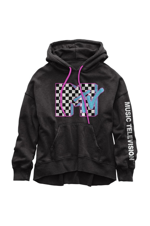 MTV - Checkerboard Logo Juniors Pullover Hoodie