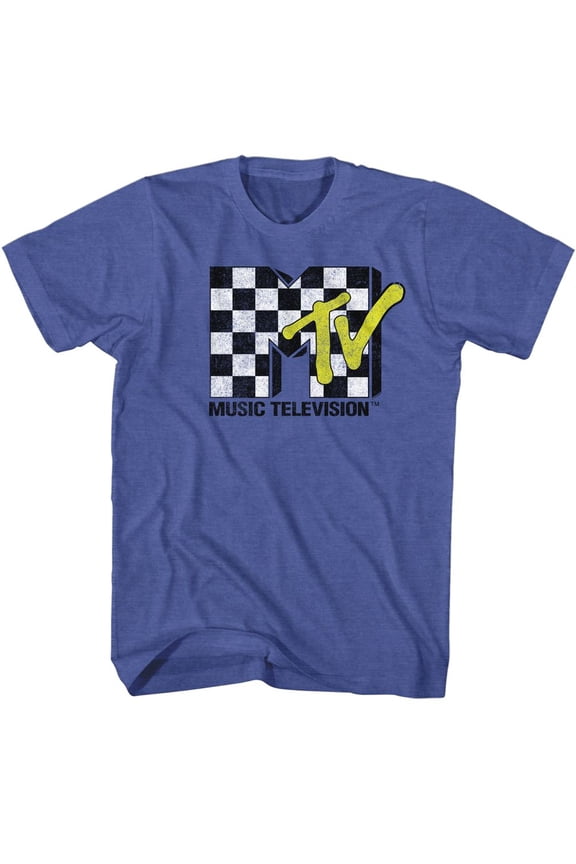 MTV Checkered Royal Heather T-Shirt