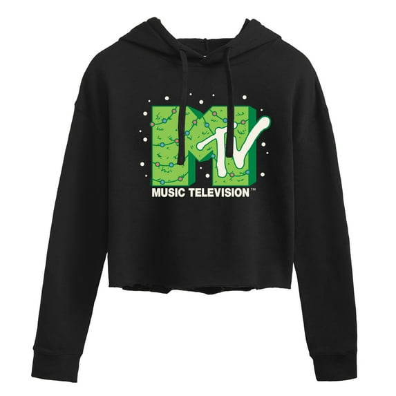 MTV - Christmas Tree - Juniors Cropped Pullover Hoodie