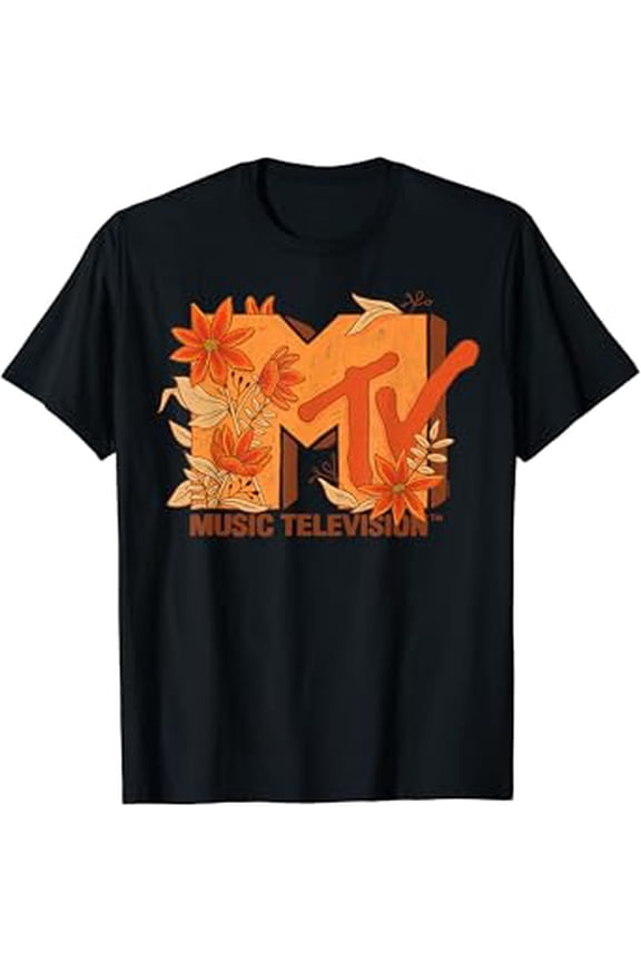 MTV - Classic Logo Autumn Orange Fall Florals T-Shirt