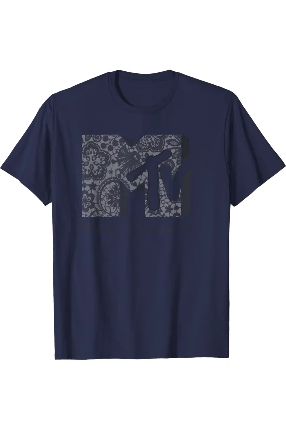 MTV Classic Logo with Lace Flower Print T-Shirt