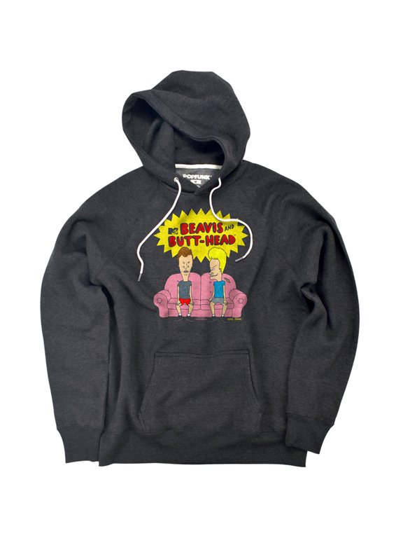 MTV Couch Logo OG Unisex Adult Slim Fit Pull-Over Heather Hoodie, Charcoal, Small