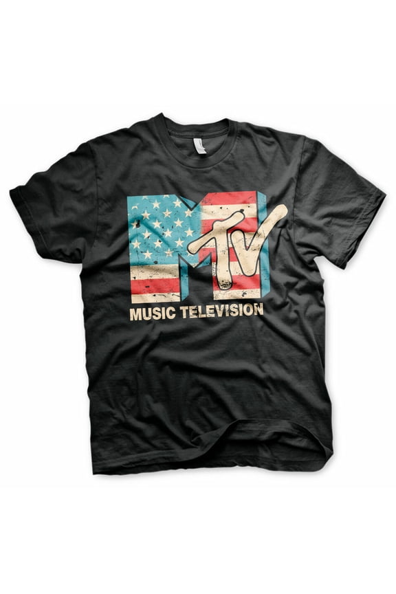MTV Distressed USA-Flag Men's T-Shirt S-XXL Sizes