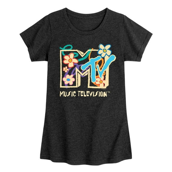 MTV - Drawn Floral Logo - Toddler & Youth Girls Short Sleeve Graphic T-Shirt