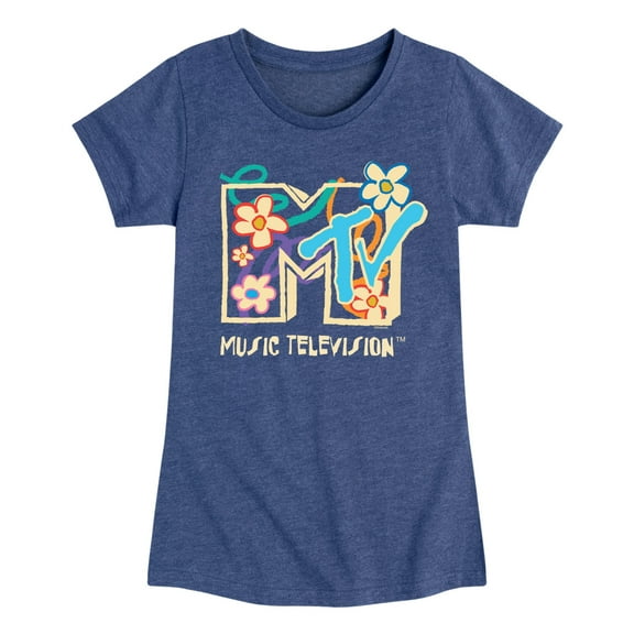 MTV - Drawn Floral Logo - Toddler & Youth Girls Short Sleeve Graphic T-Shirt