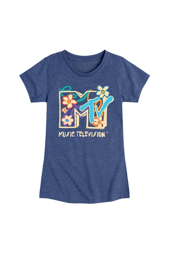 - Drawn Floral Logo - Toddler & Youth Girls Short Sleeve Graphic T-Shirt