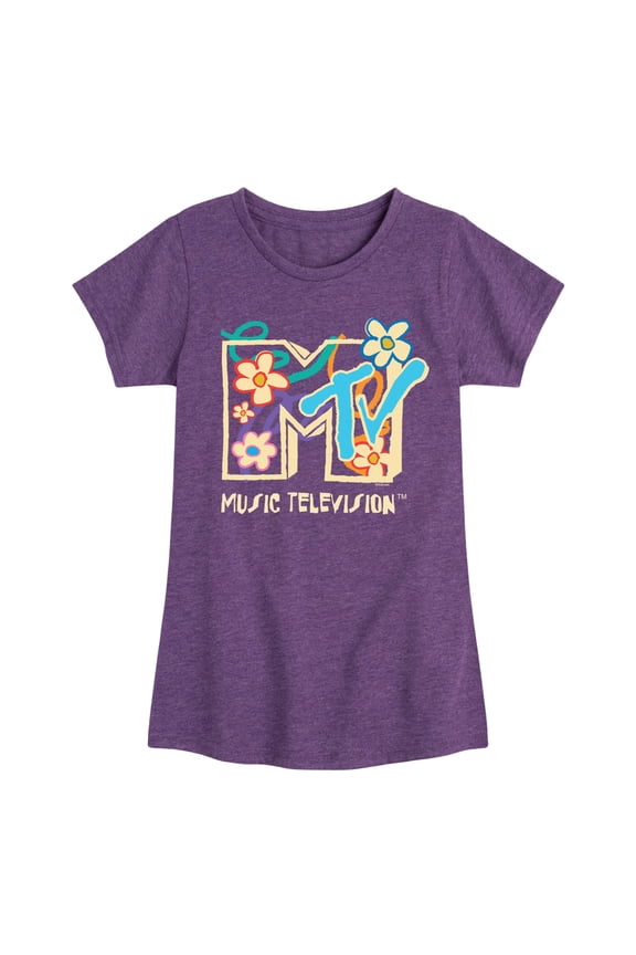 - Drawn Floral Logo - Toddler & Youth Girls Short Sleeve Graphic T-Shirt