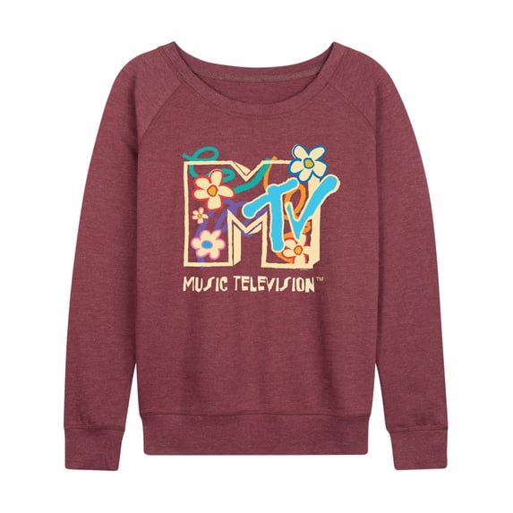 MTV - Drawn Floral Logo - Women's Lightweight French Terry Long Sleeve Shirt