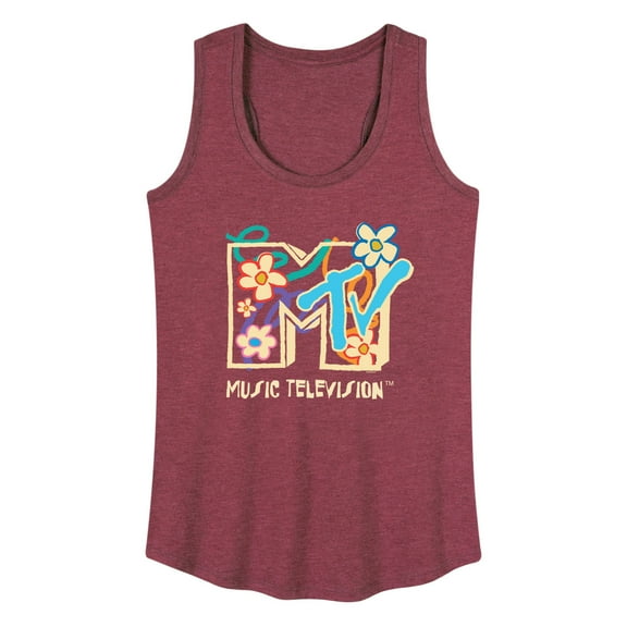 MTV - Drawn Floral Logo  - Women's Racerback Tank Top