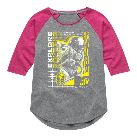 MTV - Explore Moon Person - Toddler & Youth Girls Raglan Graphic T-Shirt