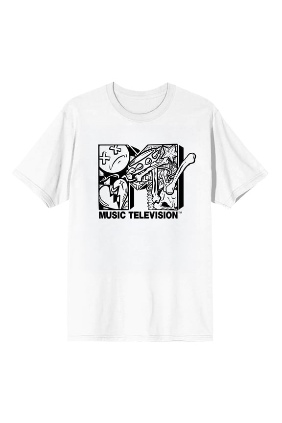 MTV Feelin’ Emo Adult White Crew Neck Short Sleeve T-shirt - Small