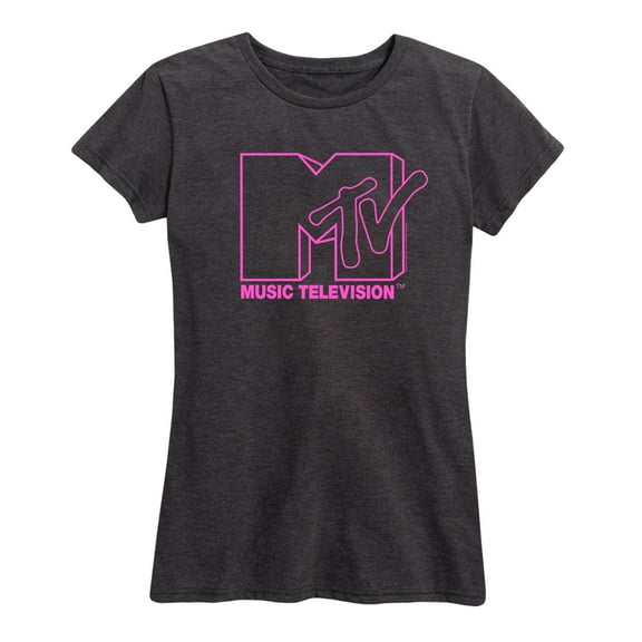 MTV - Fluorescent Pink MTV Logo - Women's Short Sleeve Graphic T-Shirt