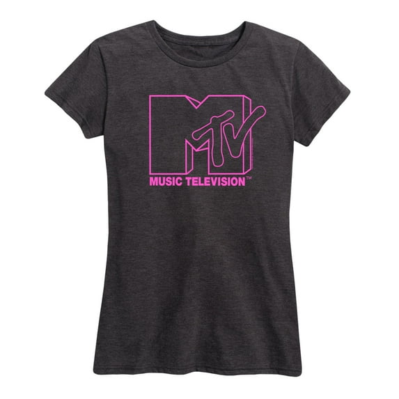 MTV - Fluorescent Pink MTV Logo - Women's Short Sleeve Graphic T-Shirt
