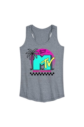 - Fluorescent Spring Break Beach Front MTV Logo - Women's Racerback Tank Top