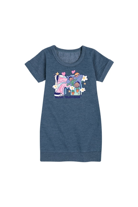- Funky Flower Dude - Toddler & Youth Girls Fleece Dress