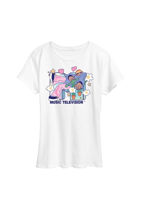 - Funky Flower Dude  - Women's Short Sleeve Graphic T-Shirt