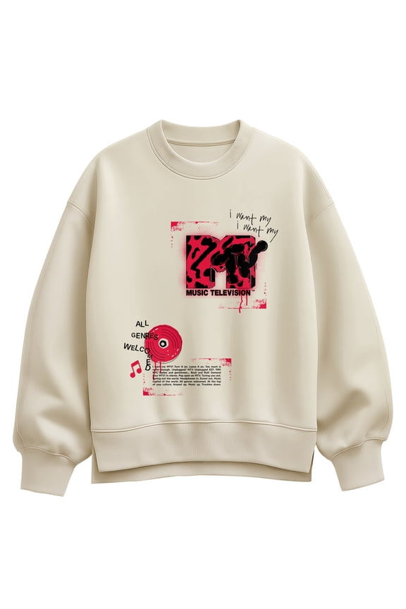 - Graffiti Paint Oversized Fleece Crew Sweatshirt