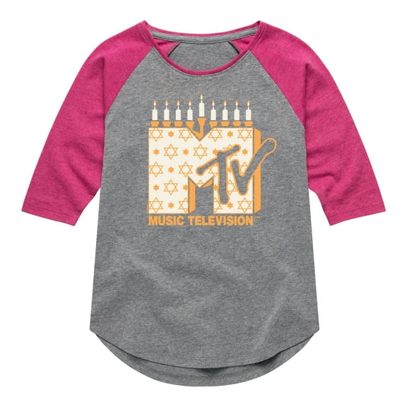 MTV - Hanukkah Logo - Toddler & Youth Girls Raglan Graphic T-Shirt