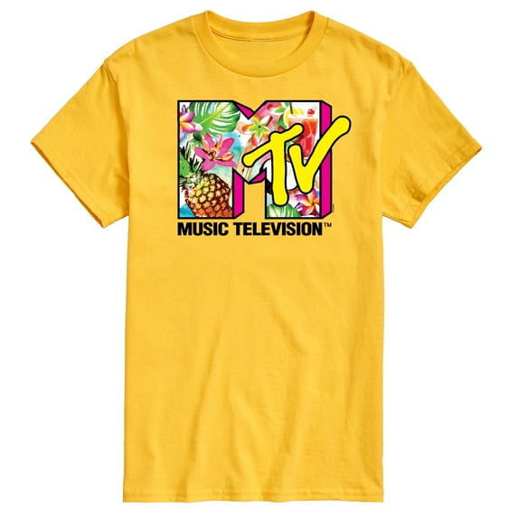 MTV - Hawaiian Collage Logo - Men's Short Sleeve Graphic T-Shirt