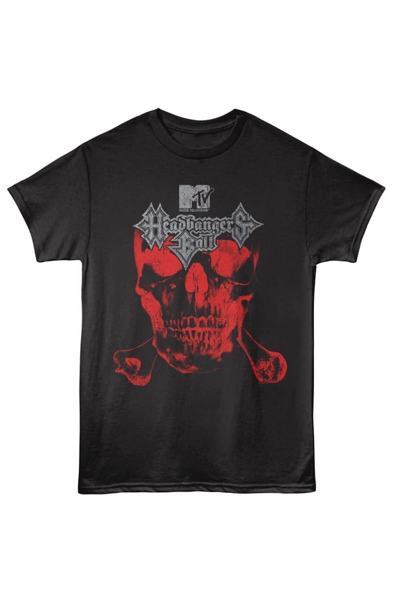 MTV Headbangers Ball Red Skull Men's T Shirt (Black, Adult5XL)