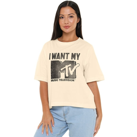 MTV I Want It Women's Boxy Cropped T-Shirt Casual Graphic Tee