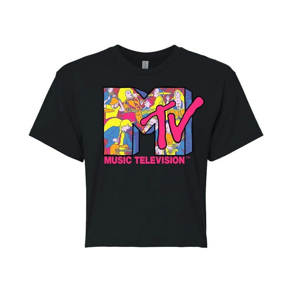 MTV - Illustrated Rock'N'Roll Logo - Juniors Cropped Tee