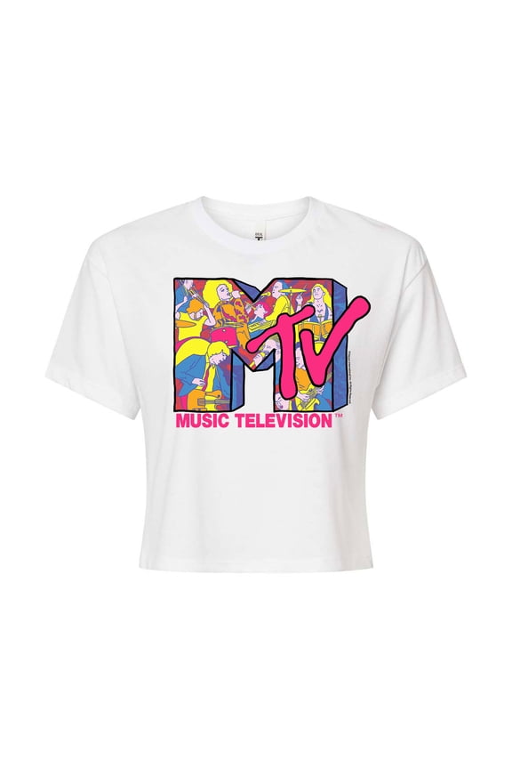 - Illustrated Rock'N'Roll Logo - Juniors Cropped Tee
