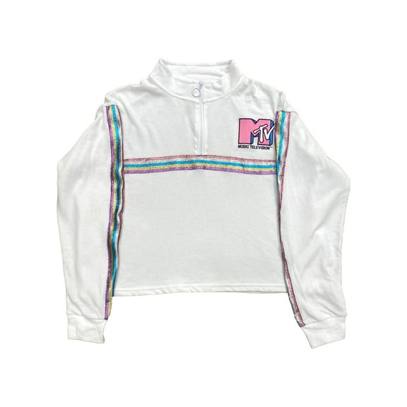 MTV JRs Womens White Sparkle Music Television Sweatshirt Sweat Shirt Top XXL