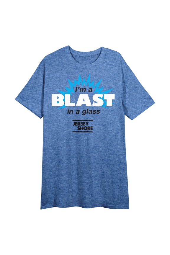 MTV Jersey Shore I'm A Blast In A Glass Women's Blue Heather Sleep Shirt-Medium