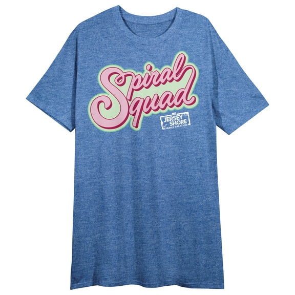 MTV Jersey Shore Spiral Squad Women's Heather Blue Sleep Shirt-Medium