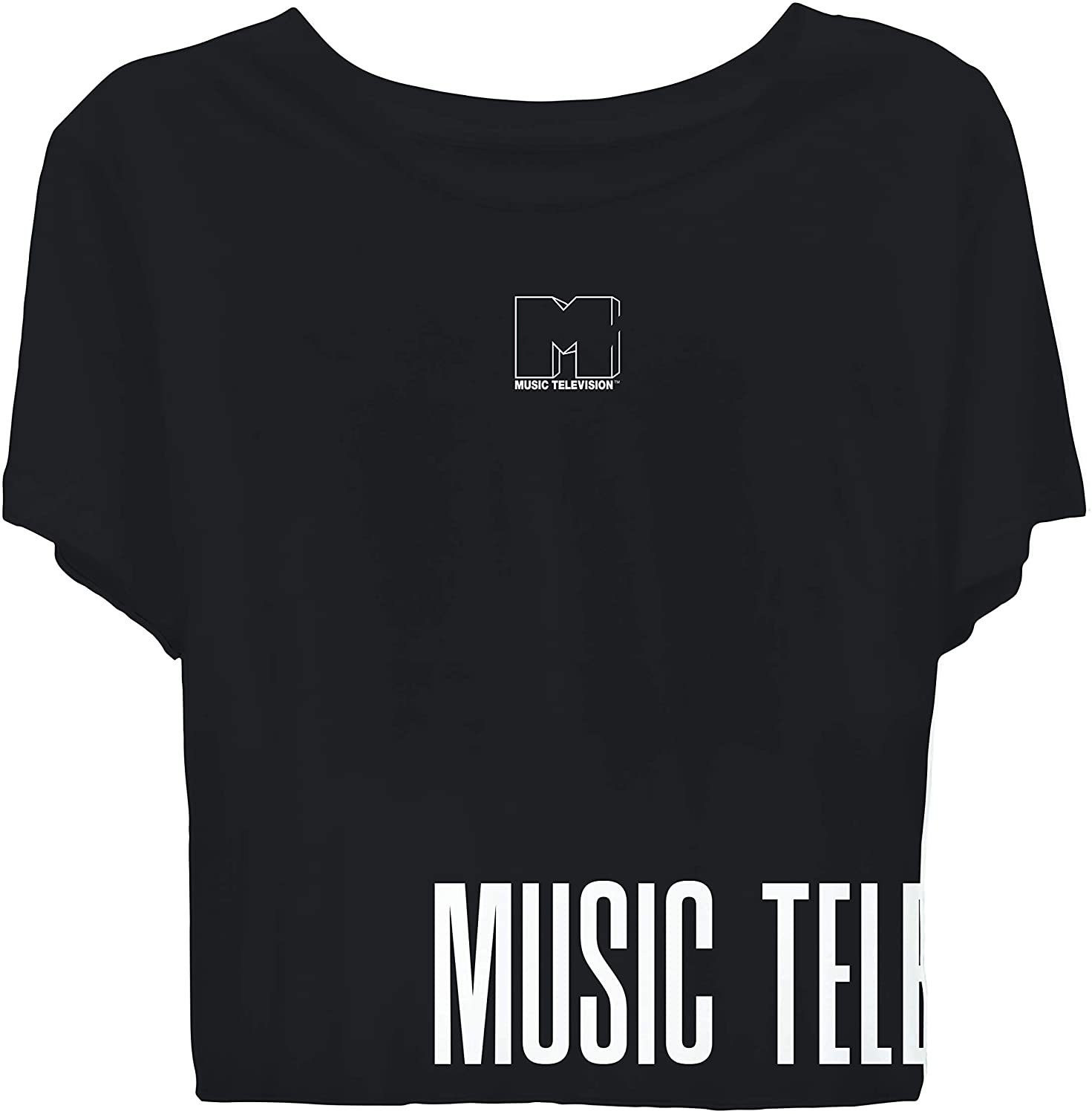 MTV Ladies Short Sleeve Shirt - #TBT Ladies 1980's Clothing - I Want My Logo Cropped Short Sleeve Tee Black, Medium - image 1 of 3