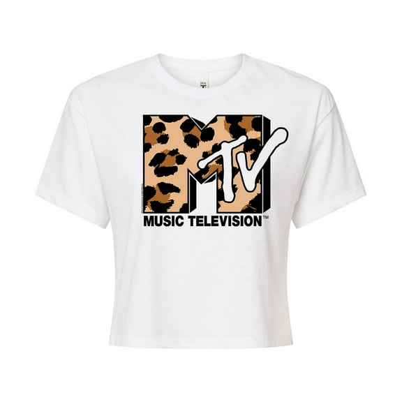 MTV - Leopard Print Logo - Juniors Cropped Tee