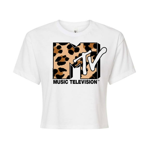 MTV - Leopard Print Logo - Juniors Cropped Tee