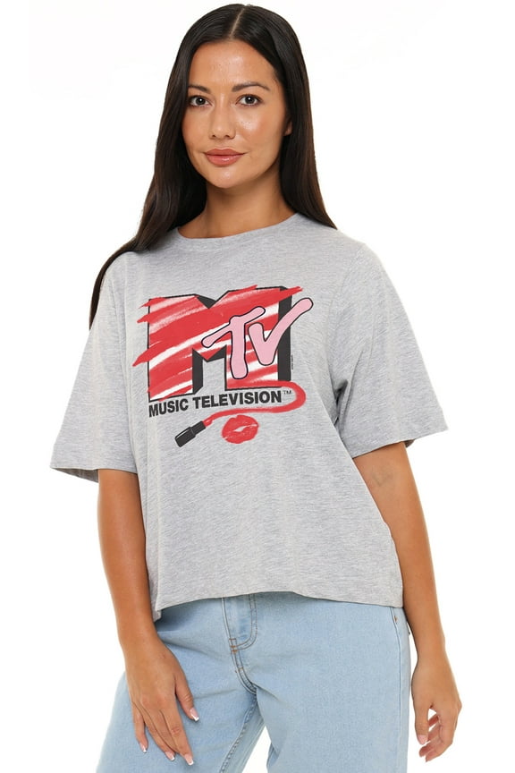 Lipstick Filled Logo Women's Boxy Cropped T-Shirt Casual Graphic Tee