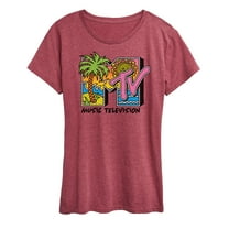 MTV - Logo 80S Beach- Women's Short Sleeve Graphic T-Shirt