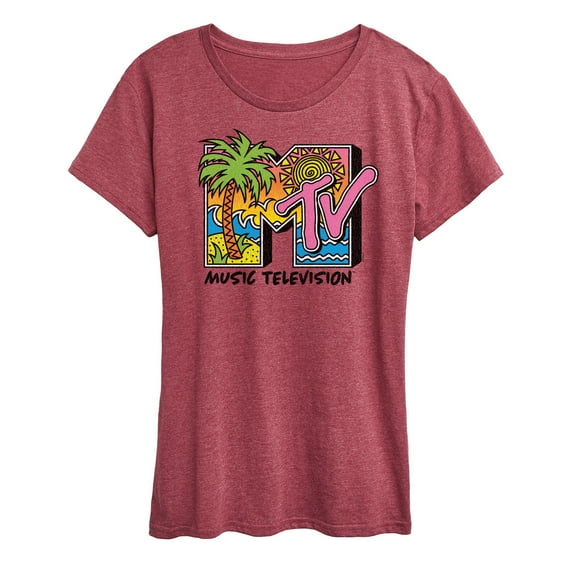 MTV - Logo 80S Beach- Women's Short Sleeve Graphic T-Shirt