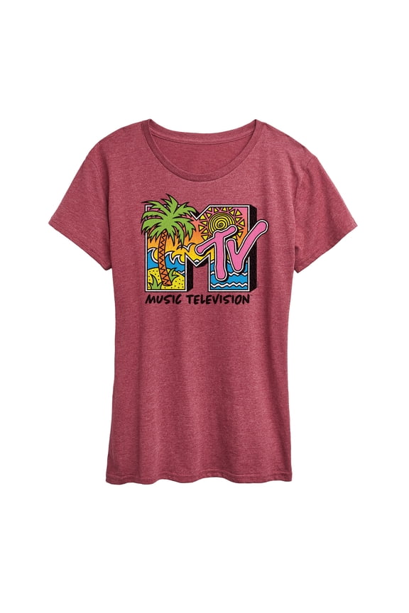 - Logo 80S Beach- Women's Short Sleeve Graphic T-Shirt