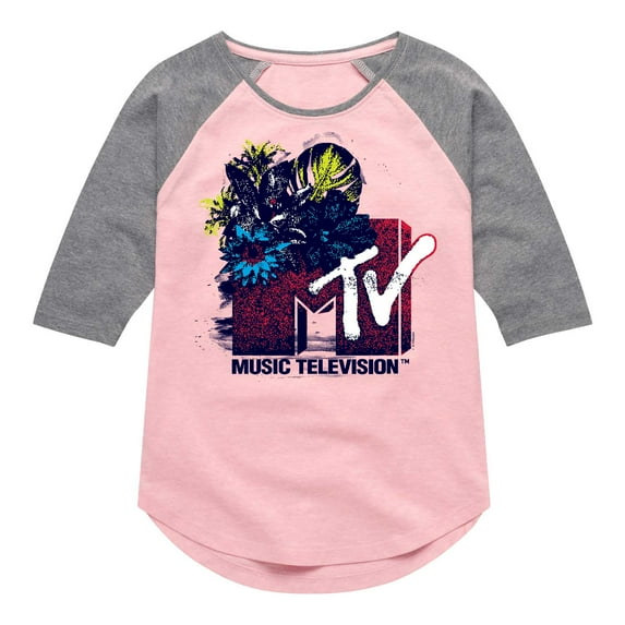 MTV Logo - Americana Tropic - Toddler And Youth Girls Raglan Graphic T-Shirt