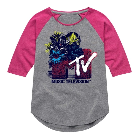 MTV Logo - Americana Tropic - Toddler And Youth Girls Raglan Graphic T-Shirt