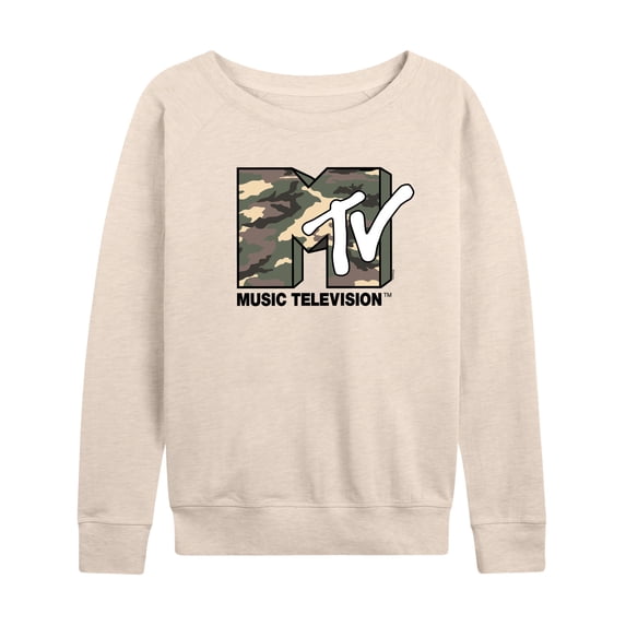 MTV Logo - Camo Logo - Women's French Terry Long Sleeve Pullover