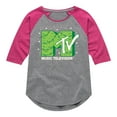 thumbnail image 1 of MTV - Logo Christmas Tree - Toddler & Youth Girls Raglan Graphic T-Shirt, 1 of 4