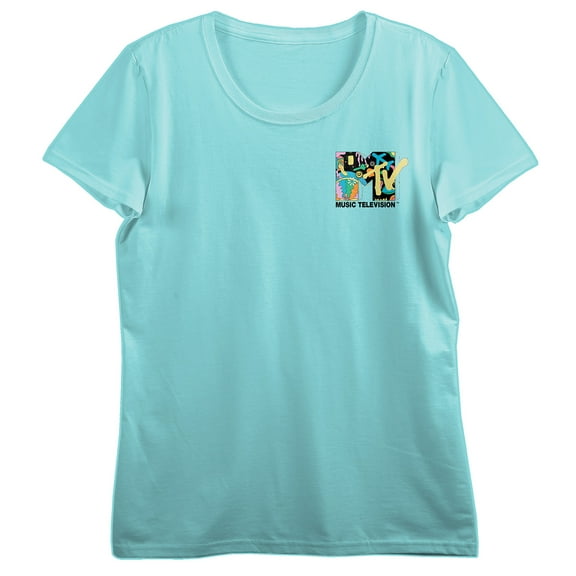 MTV Logo Crew Neck Short Sleeve Mint Women's T-shirt-Large