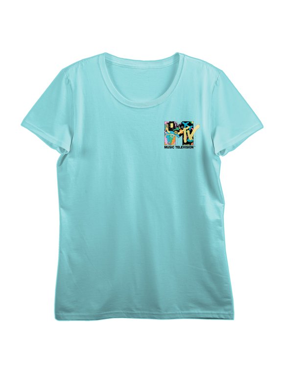 MTV Logo Crew Neck Short Sleeve Mint Women's T-shirt-XXL